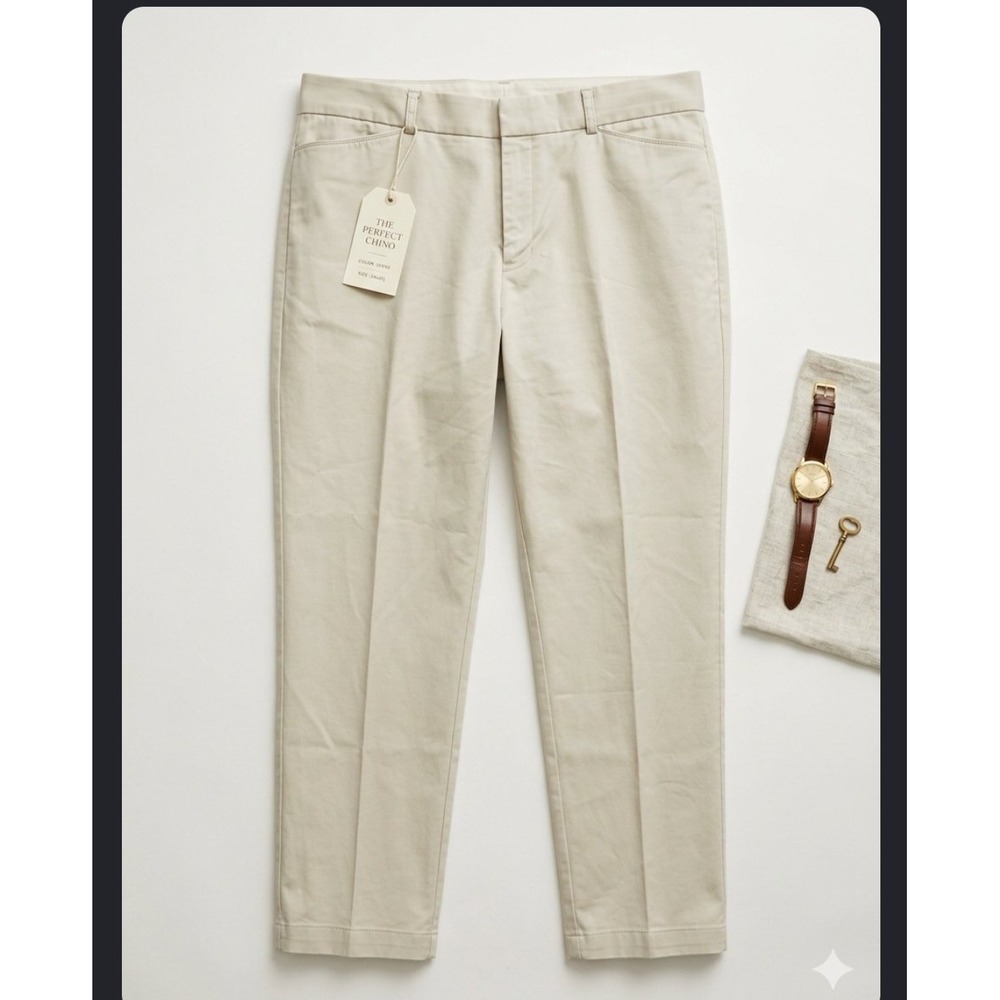 Dockers Ideal Fit Metro Capri Pants Womens 14 Stone Beige Chino Straight Leg